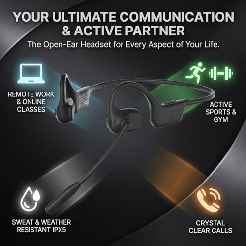 Bluetooth Headset, Over Ear Bluetooth Bone Conduction Headset with Mic,Noise Cancelling Wireless Headset with Mute Button, for for Truckers Meeting, Home Office,Driving (2mix) - color: 2mix