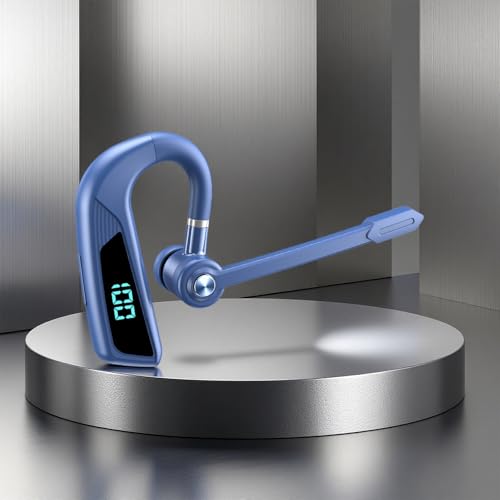 V5.2 Wireless Earbuds (Model V16, Blue)-98 Hours Talk Time, Noise Cancellation Microphone,Voice Control Answer,Hands-Free Stereo Earphone for Business,Driving,Office,Compatible with Phone&PC. - color: Single Ear Headphone V16 Blue