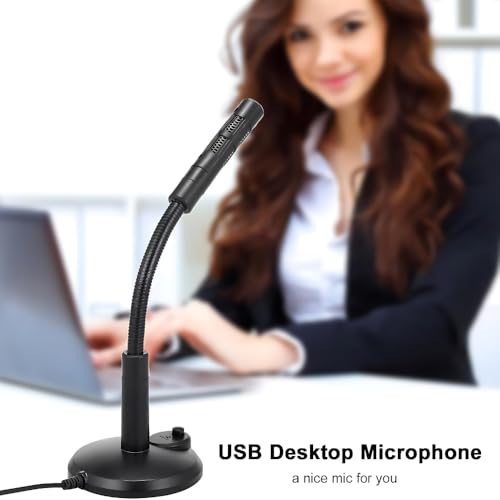 Drumstone USB Computer Microphone, Plug and Play Desktop PC Laptop Microphone with Mute Button and LED Indicator for Streaming, Podcasting, Recording, Gaming-Black