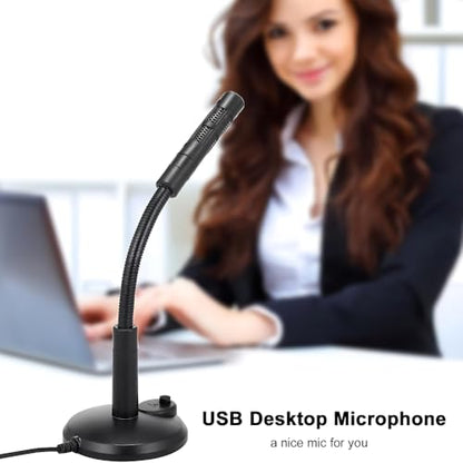 Drumstone USB Computer Microphone, Plug and Play Desktop PC Laptop Microphone with Mute Button and LED Indicator for Streaming, Podcasting, Recording, Gaming-Black