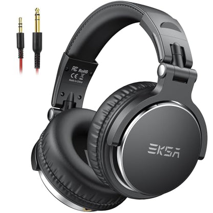 EKSA Wired Headphones, Over Ear Headphones for Studio Monitor/Mixing DJ | Hi-Res Stereo Sound, 1/4 to 3.5mm Jack, 50mm Drivers, for PC Keyboard Piano Podcast Guitar AMP Computer Recording Mixing