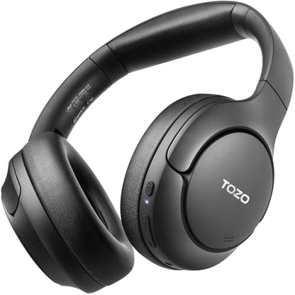 TOZO Hybrid Active Noise Cancelling Headphones, Hi Res Audio | Wireless Over Ear Bluetooth Headset, 60H Playtime, Custom EQ via App Deep Bass Comfort Fit Ear Cups, for Home Office Travel - color: Black