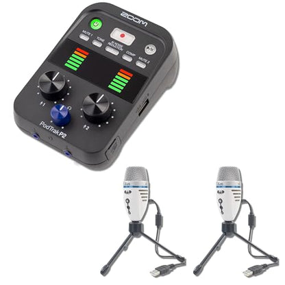 Zoom PodTrak P2 USB Mic Recorder with 2x CAD Audio ZOE USB Microphones