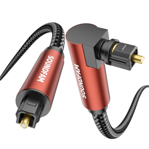 90° Optical Audio Cable 3ft with 360° Swivel Right Angle Toslink Connector | Compatible with Soundbar, TV, PS5, Xbox, Home Theater for Lossless Audio - size: 3.3 ft, style: 90 Degree Optical Cable