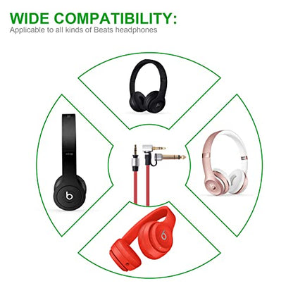 Saipomor Replacement Aux Extension Coiled Cable & Ear Cushions Cover Cups Compatible with Beats by Dr Dre Pro Detox Over-Ear Headphones(Red)