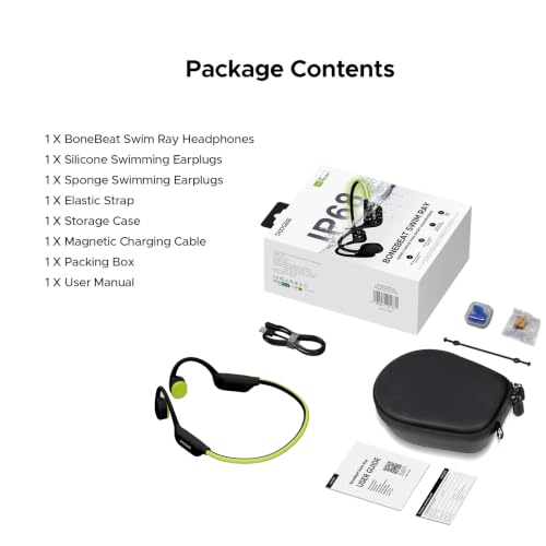 Bone Conduction Headphones Swimming, LED Light, IPX8 Waterproof, Bluetooth 6.0, Open Ear Headphones with Mic, 32GB MP3 Player, 10-Hour Battery Life for Cycling, Running and Fitness, Black - color: Black