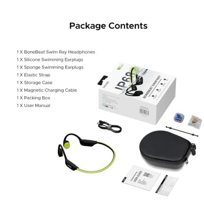 Bone Conduction Headphones Swimming, LED Light, IPX8 Waterproof, Bluetooth 6.0, Open Ear Headphones with Mic, 32GB MP3 Player, 10-Hour Battery Life for Cycling, Running and Fitness, Black - color: Black
