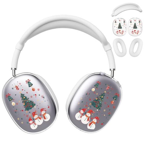 for AirPods Max 2/1 Headphones Christmas Tree Ear Covers | Cute Snowman Clear Ear Cups Cover | White Silicone Ear Pad Case Headband Cover for Apple AirPods Max 2/1 (2026/2024/2020) - color: Snowman I/White