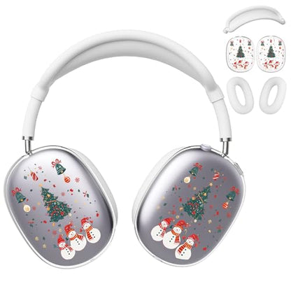 for AirPods Max 2/1 Headphones Christmas Tree Ear Covers | Cute Snowman Clear Ear Cups Cover | White Silicone Ear Pad Case Headband Cover for Apple AirPods Max 2/1 (2026/2024/2020) - color: Snowman I/White