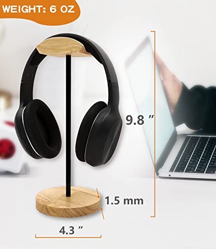 Headphone Stand Nature Wood & Metal Headset Hanger Mount Hook Gaming Holder Desktop Earphone Artful Functional Craftmanship Stand for All Headsets with Solid Wooden Base - style: Bamboo