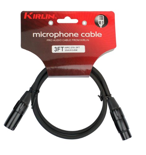Kirlin Cable MPC-270-03/BK - 3 feet - XLR to XLR Microphone Cable Black PVC Jacket - size: 3 feet