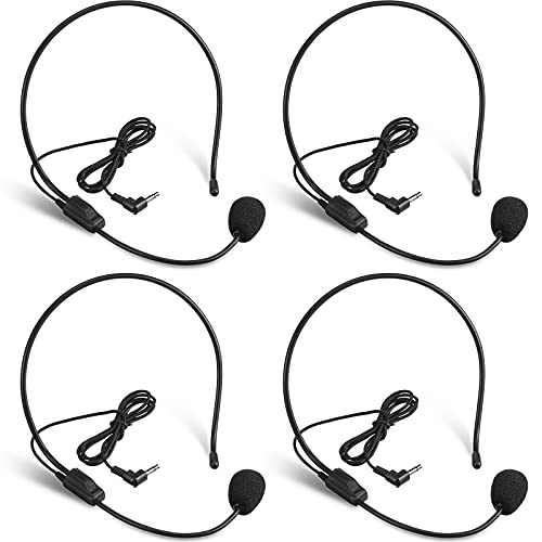 Boao 4 Pcs Headset Microphone Flexible Boom for Voice Amplifier Teachers | Hands-free Flexible Boom, 3.5mm Plug for Voice Amplifiers, Ideal for Speakers Singers Dancers Coaches Presentations