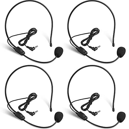 Boao 4 Pcs Headset Microphone Flexible Boom for Voice Amplifier Teachers | Hands-free Flexible Boom, 3.5mm Plug for Voice Amplifiers, Ideal for Speakers Singers Dancers Coaches Presentations