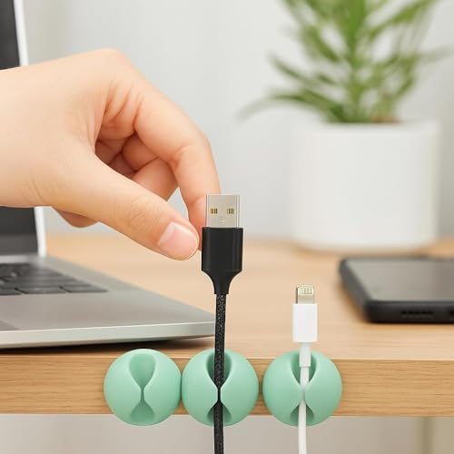 3PCS Cable Clips for Desk Wire Management Adhesive Cord Holders USB Charging Cables Office Home Nightstand Organization Use - color: 3pcs-light Green