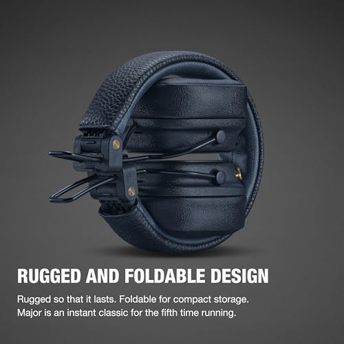 Marshall Major V Wireless On-Ear Bluetooth Headphones - 100+ Hr Playtime | Detachable Audio Cable | Microphone for Calls | Lightweight, Foldable Design for Travel - Midnight Blue - color: Midnight Blue