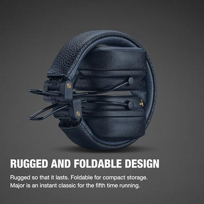 Marshall Major V Wireless On-Ear Bluetooth Headphones - 100+ Hr Playtime | Detachable Audio Cable | Microphone for Calls | Lightweight, Foldable Design for Travel - Midnight Blue - color: Midnight Blue