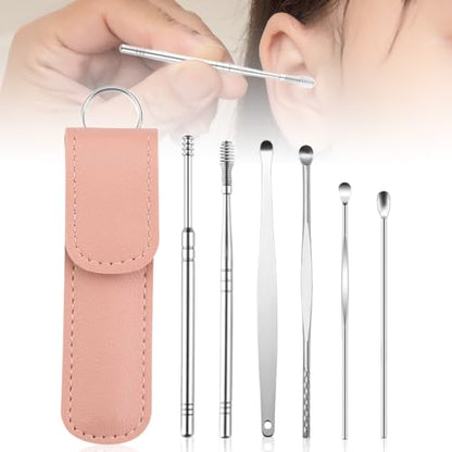 Runsgo Ear Cleaner,The Most Professional Ear Cleaning Master in 2024,Ear Cleaning Kit,Ear Cleaner Earwax Removal Tools with Pu Leather Case (Pink) - color: Pink