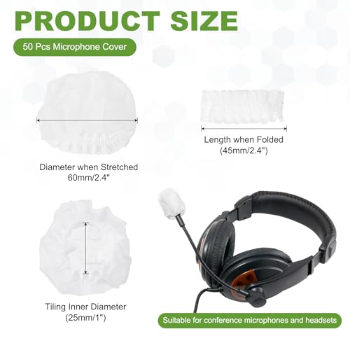 MECCANIXITY 20 Pcs Disposable Lapel Headset Microphone Windscreen, Non-Woven Mini Size Lavalier Microphone Windscreen Headset Mic Covers for Hole Ear-Hook Headsets, Lavalier Mic, White - color: White
