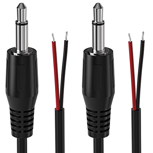 2-Pack 6FT Replacement 3.5mm Male Jack to Bare Wire Open End TS 2 Pole Mono 1/8" 3.5mm Jack Plug Connector AUX Audio Cable for Scanner,Speaker PA horns,morse key, cooling fans, power amp Repair - size: 6ft