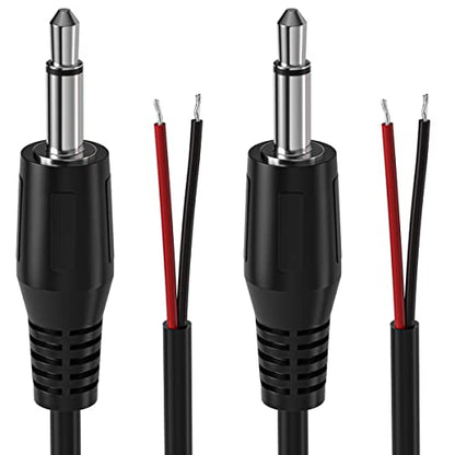 2-Pack 6FT Replacement 3.5mm Male Jack to Bare Wire Open End TS 2 Pole Mono 1/8" 3.5mm Jack Plug Connector AUX Audio Cable for Scanner,Speaker PA horns,morse key, cooling fans, power amp Repair - size: 6ft