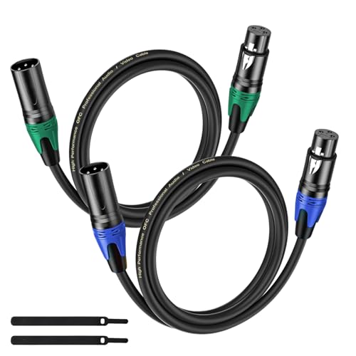 XLR Cable 3.3FT 2Pack Black- Premium Balanced Microphone Cable 3-Pin XLR Male to Female Mic Speaker Cable, Pure Copper and Plated Conductors - color: Black, size: 3.3FT 2Pack