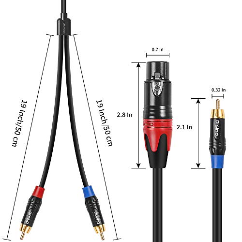Female XLR to Dual RCA Y Splitter Patch Cable,Unbalanced XLR Female to 2 RCA/Phono Plug Stereo Audio Interconnect Duplicator Lead - 6.6 Feet - size: 6.6 Feet