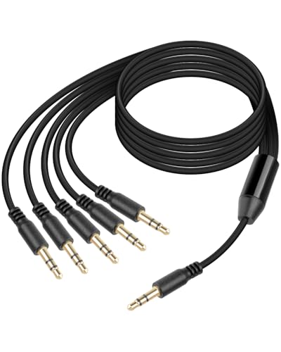 GELRHONR 3FT 3.5mm Audio Splitter 1 Male to 5 Male Cable, 1/8 Aux Y Splitter for Headphone, Speaker, Phones, Laptop (1 to 5) - style: 1 to 5