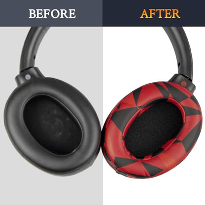 SOULWIT Earpads for Sony WH-XB900N/WH-CH710N/WH-CH720N/WH-RF400/MDR-RF895RK Headphones, Ear Pads Cushions with Soft Protein Leather, High Density Foam - Red Storm - color: Red Storm