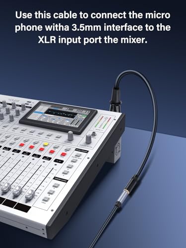 90 Degree XLR to 1/8 Stereo Audio Cable,Right Angle XLR Male to 3.5mm TRS Female Adapter Cable for Amplifier Mixer Microphone (0.3M/1FT