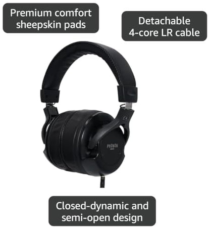 PHONON SMB-01L Professional Studio Monitoring Headphones, Switchable Between Closed and Semi-Open Type