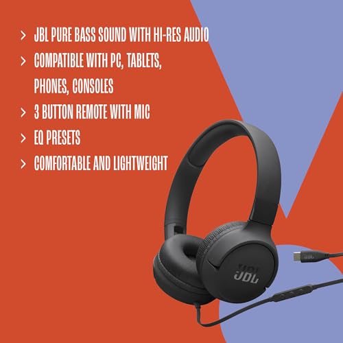 JBL Tune 520C USB-C - Wired On-Ear Headphones - White - color: White