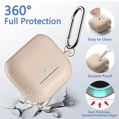 for Airpods 4th Generation Case Cover(2024),Soft Silicone Full Protective Case for AirPods 4 Case with Keychain & Cleaner Kit,Compatible with Apple Airpods 4 for Women,Men（Milktea） - color: Milktea