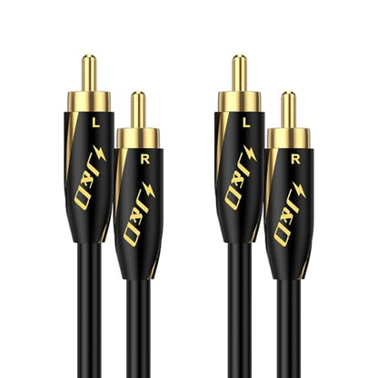 J&D Audiophiles RCA Cable, 24 AWG 2RCA Male to Male Stereo Interconnect Audio Cord, Gold-Plated Subwoofer Cable for Home Theater, HDTV, Amplifiers, Hi-Fi Systems, Speakers, 3 Feet/90 cm - size: 3 Feet