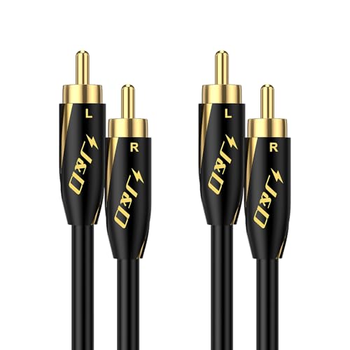 J&D Audiophiles RCA Cable, 24 AWG 2RCA Male to Male Stereo Interconnect Audio Cord, Gold-Plated Subwoofer Cable for Home Theater, HDTV, Amplifiers, Hi-Fi Systems, Speakers, 15 Feet/4.6 Meter - size: 15 Feet