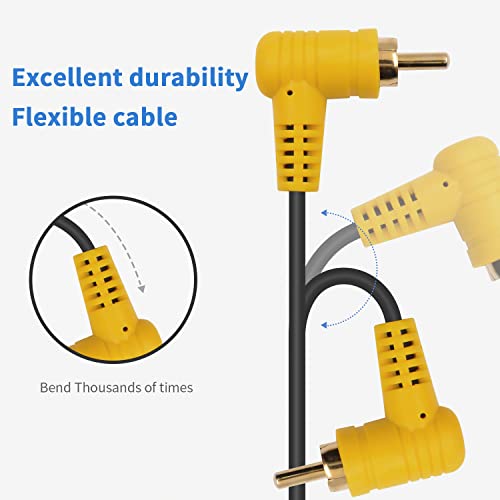 Duttek 90 Degree Short RCA Cable, Right Angle RCA Male to Male Audio Cable with 24K Gold-Plated Port for Home Theater, Sound Bar, HDTV and DVD 4.7in/12cm 2 Pack - size: 6in/15cm, style: Right Angle RCA Male to Male cable