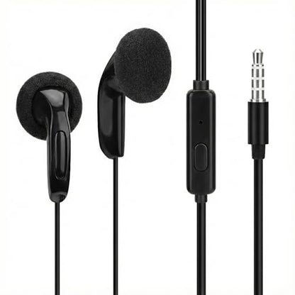 GEEKRIA 3.5mm Wired Earbuds with Mic & Volume Control, Headphones for Seniors, Soft Foam Ear Pads, Plug and Play Earphones Compatible with TV, Phone, PC (Black, 3.9FT)