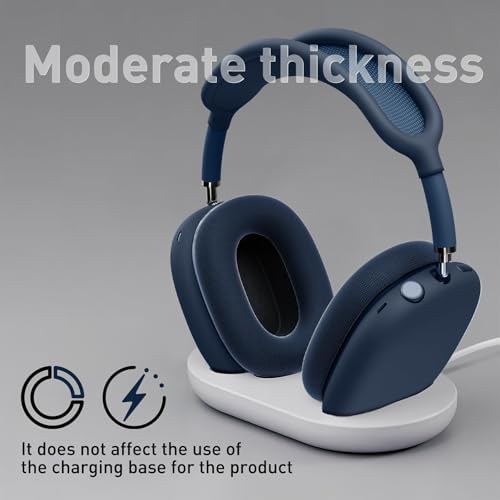 Case Ear Cover for AirPods Max Headphones for Airpod Max Accessories(USB-C/Lightning)(2024/2020), 2 Set of Headband Cover and Clear Soft TPU Ear Cups Sheel,Scratch Resistant and Condensation Resistant - color: A5-Blue