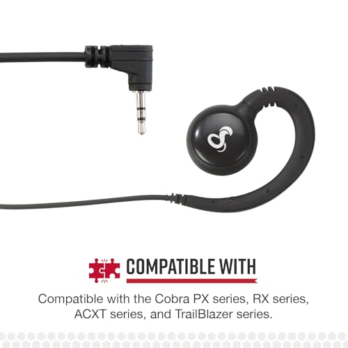 Cobra 2.5mm C-Style Around the Ear Headset | Comfortable Hook Design with Secure Fit Earpiece for Cobra Two-Way Radios - style: Around-the-Ear Headset