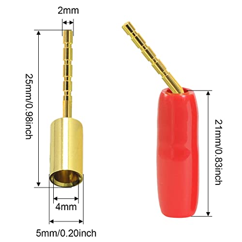 2mm Banana Plug Screw Type to 4mm Banana Socket Speaker Audio Pin Male Connector Adapter Gold-Plated Jack Terminal for Amplifiers, 16 PCS