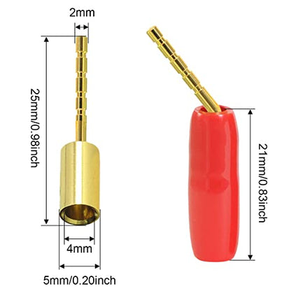 2mm Banana Plug Screw Type to 4mm Banana Socket Speaker Audio Pin Male Connector Adapter Gold-Plated Jack Terminal for Amplifiers, 16 PCS