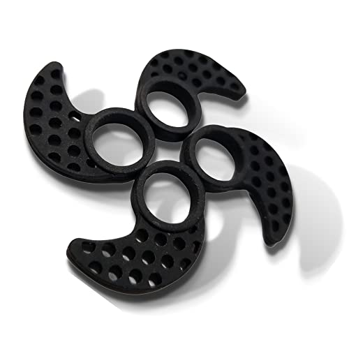 4 Pairs Anti-Slip Ear Fins - Ear Hooks Replacement for jaybird X2 X3, jaybird Blue Bud X, Aukey Latitude Ear Buds, Qy7 QY8 Earphones, MPOW Swift Earphones - color: Black/Small