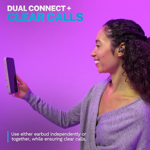 JLab Go Air Pop+, True Wireless Earbuds, Bluetooth Earbuds with Microphone, Dual Connect, EQ3 Sound, Clear | In-Ear Headphones, Bluetooth, Wireless Earbuds, Earbuds with Microphone, USB-C Charging Box, Dual Connect, EQ3 Sound - color: Clear, style: Pop+
