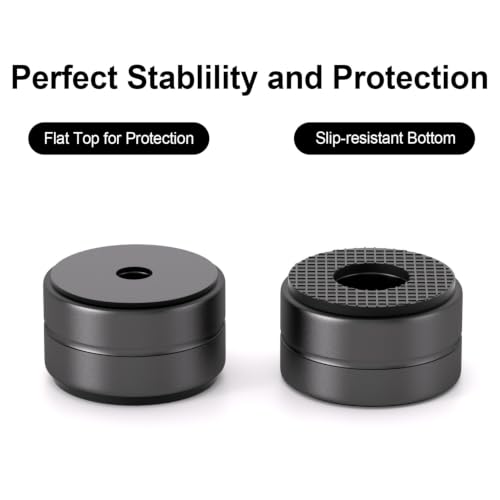 Aluminum Speaker Isolation Feet with Dual-Sided Silicone Pads, Black 4PCS | 30*17mm PC Case Feet with 6-32/M4/M6 Screws, Non-Slip Riser Feet for Turntable, Subwoofer, Amplifiers, Audio Equipment