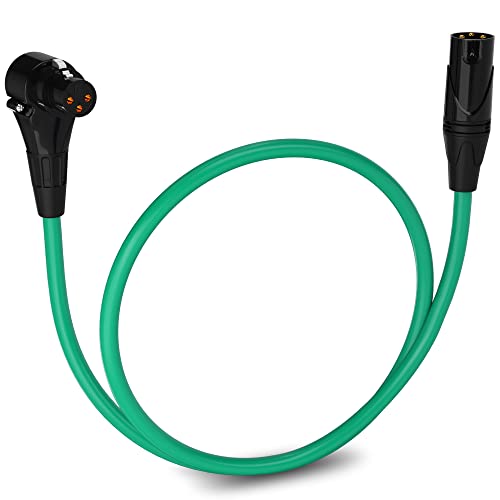 LyxPro 1.5 ft XLR Mic Cable, Male to Right-Angle Female, Green - color: Green, size: 1.5 Feet Angled Female