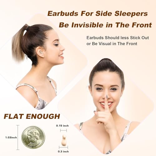 Xmenha Nude Sleep Hidden Headphones Wireless Invisible Earbuds for Sleeping Sleep Tiny Earbuds for Side Sleepers Headphone to Sleep in Tiny Smallest Invisible Earbuds Earphones for Sleeping - color: Skin
