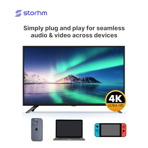 STORHM USB-C Right Angle to HDMI 2.0 Cable - HDMI Certified Ultra High Performance 4K Active Optical Cable – Unparalleled Performance and Compatibility (6ft) - style: 6ft