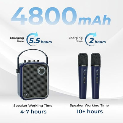 Wireless Voice Amplifier with 2 Wireless Mics,Microphones and Speaker | Teacher Microphones for Singing,Karaoke Machine for TV,Portable PA System for Events Supports TF/USB/AUX S100 Pro