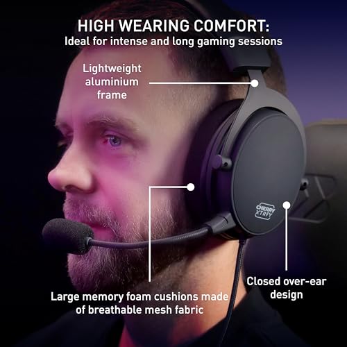 Xtrfy H2, Professional Gaming Headset, Optimised for Esports, Extra-Large Ear Cushions with Memory Foam Pads, Detachable Microphone, Braided Cable, Black