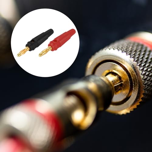 MECCANIXITY 8 Pcs 4mm Banana Plugs, 20A 9.5mm OD 53.8mm Length Speaker Wire Cable Plug Connectors, Banana Jack Connector for Speaker Wire Audio Cable, Black&Red