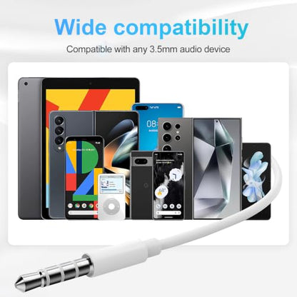Wired Earbuds 4 Pack, Earbuds HiFi Stereo Wired Earphones Headphones with Microphone Volume Control Compatible with iPad, Laptop, MP3, Android Smartphones, Fits All 3.5mm Jack Device - color: Off-white
